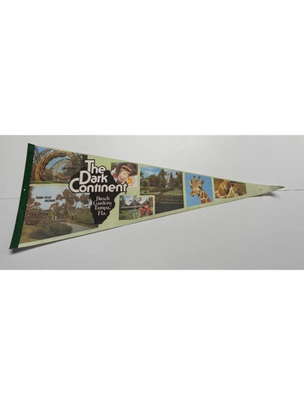 Vintage 1980s The Dark Continent Busch Gardens Tampa Florida Full Size Pennant